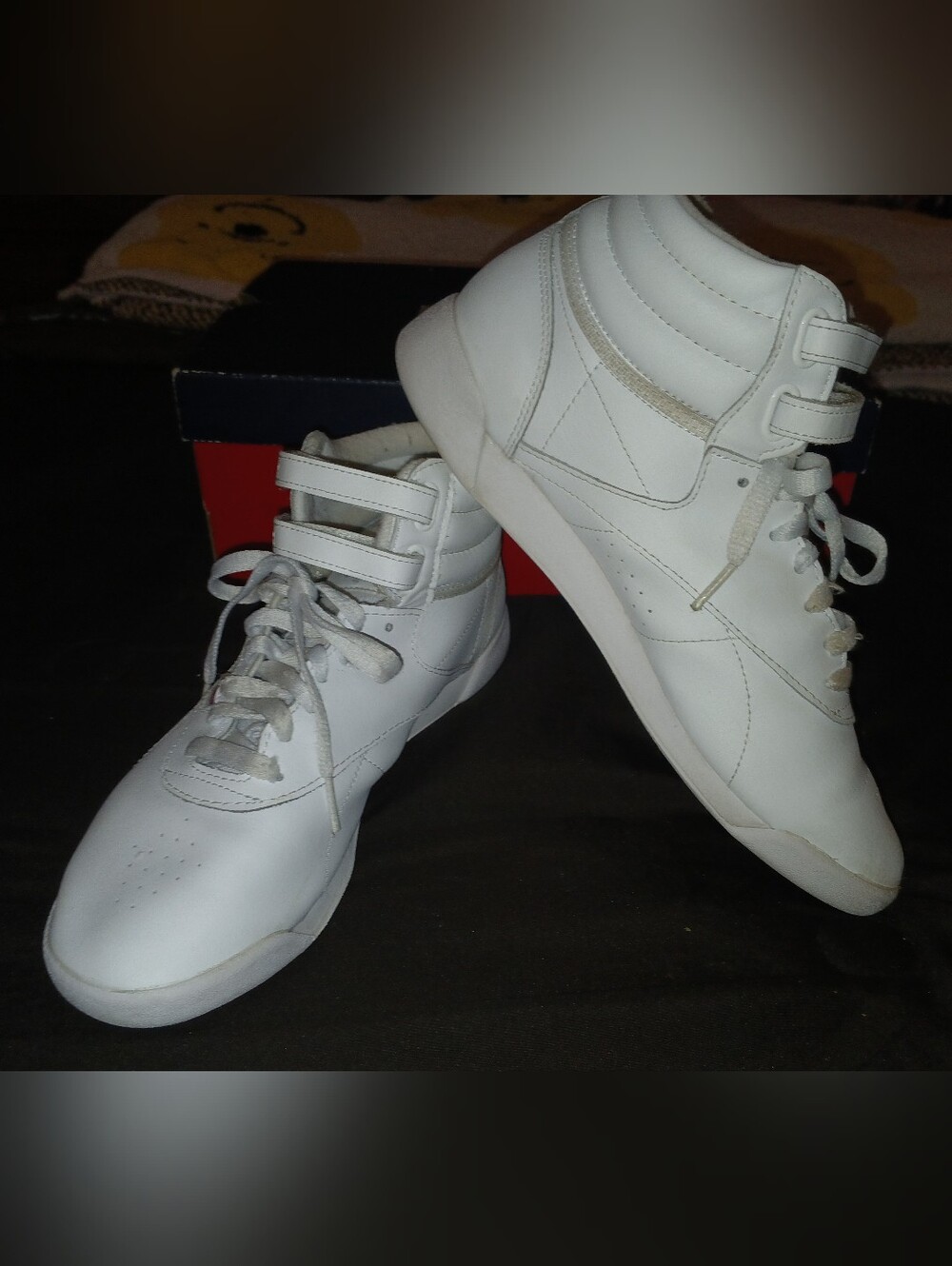 Pre-loved White High-Top Women's Sneakers. Cheerleader Sneakers.